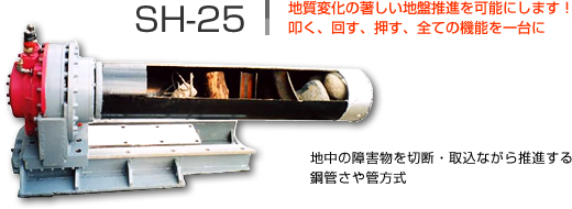 SH25 地質変化の著しい地盤推進を可能にします！叩く、回す、押す、全ての機能を一台に